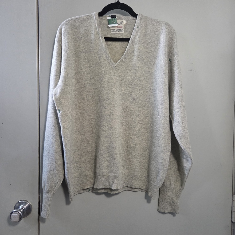 Mindfully Mended Mens L Vtg 60s 70s  Sweater Cashmere Mohair Wool V Neck Grandpa